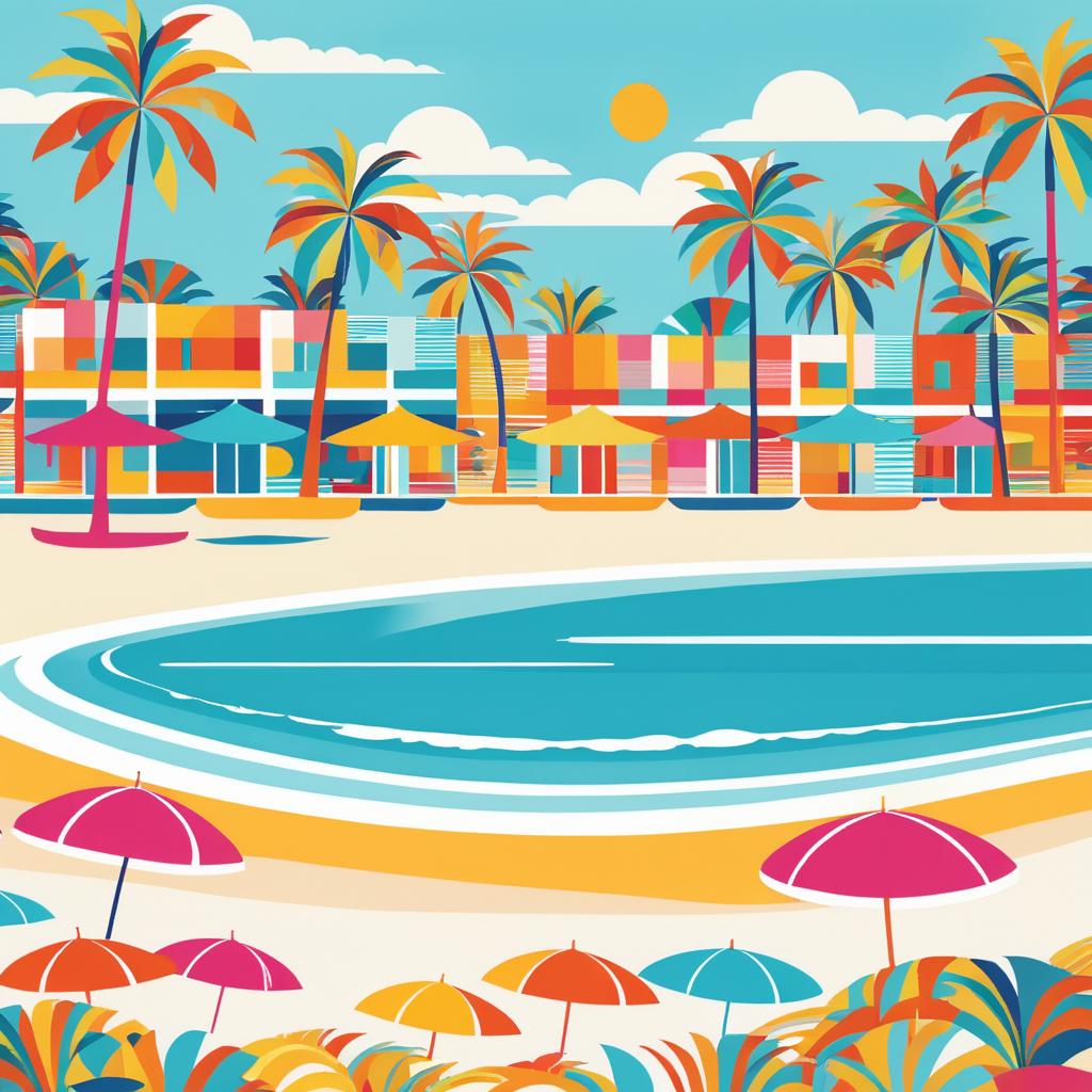 Whimsical Beach Art in Pop Colors