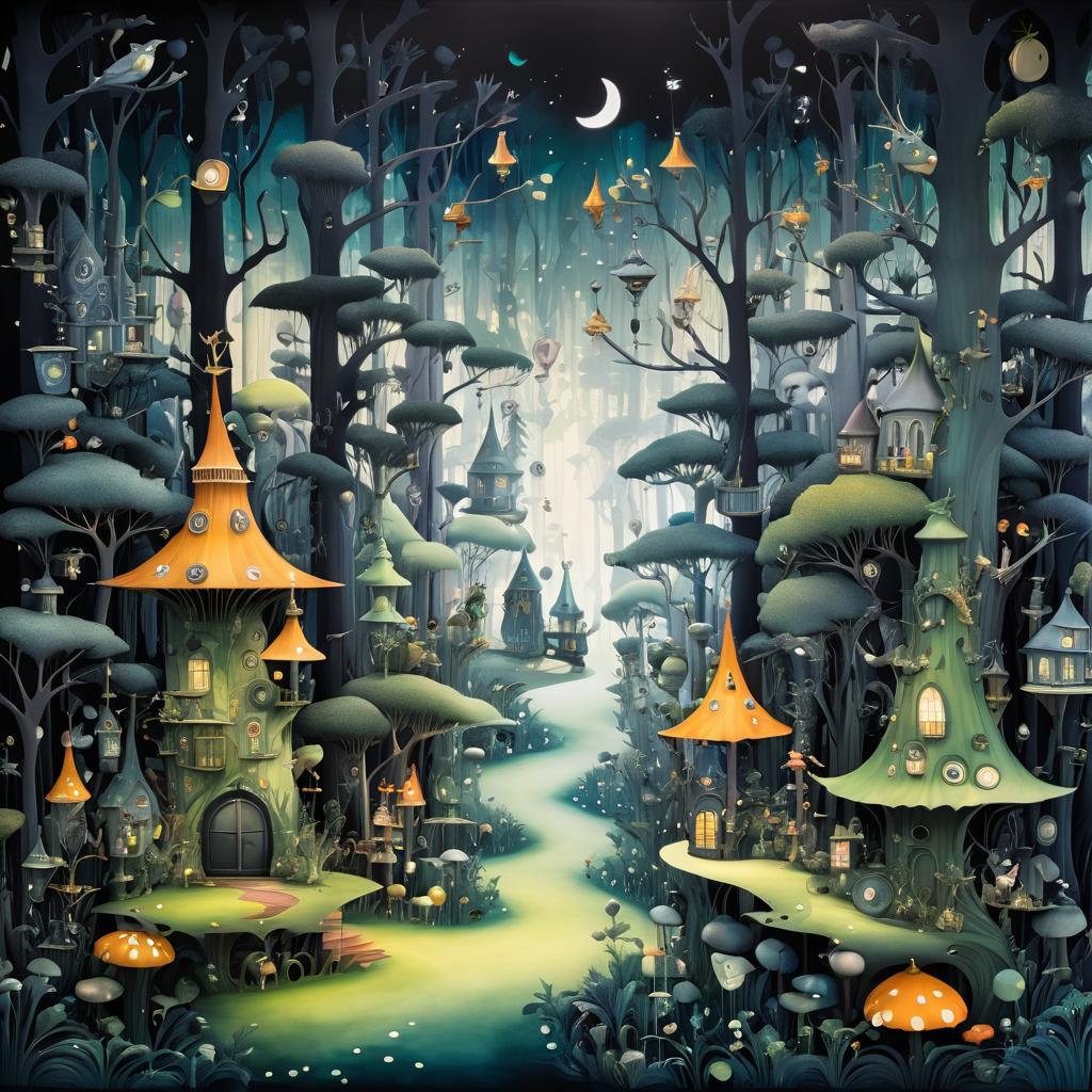 Enchanting Mural of Whimsical Forest Creatures