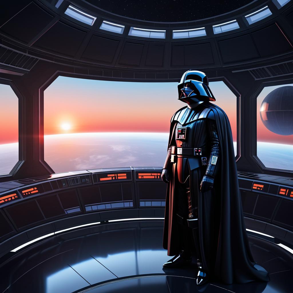 Darth Vader Enjoying a Cosmic Sunset