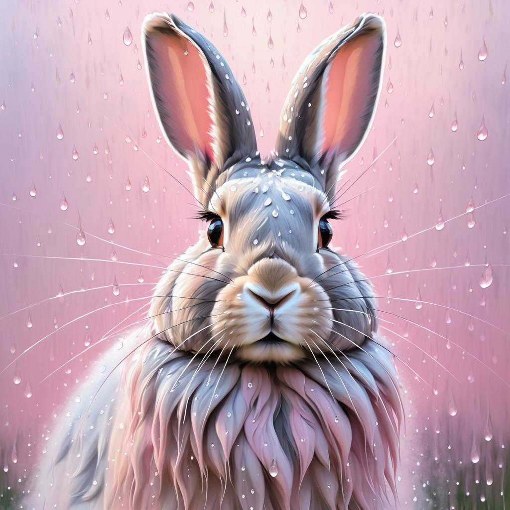 Majestic Rabbit in a Rainy Whirlwind