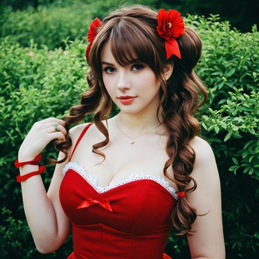 Cosplay photo of aerith gainsborough (red dress). Costume clothes