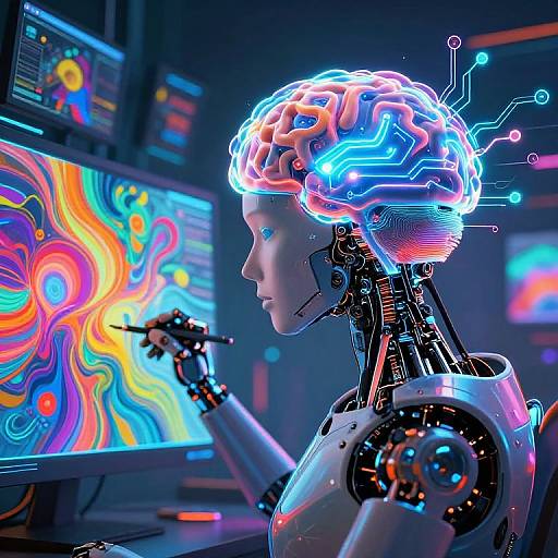 Futuristic AI Creating Cyberpunk Art