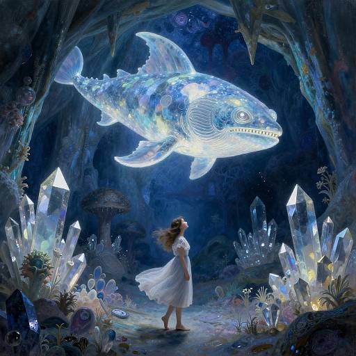 Surreal Leviathan in Crystal Cavern