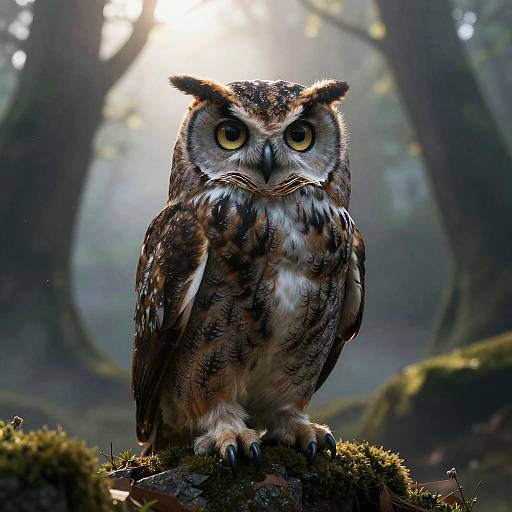 Anthropomorphic Owl in Enchanted Forest