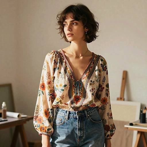 Bohemian Shag Hairstyle in Studio