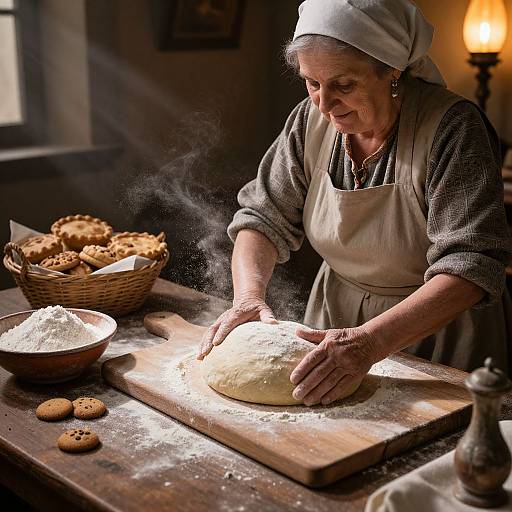 Renaissance Elderly Woman Baking Dough