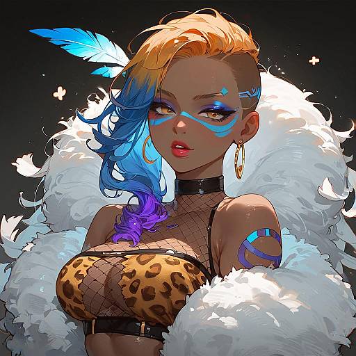 Neon Glow Anime Girl Portrait