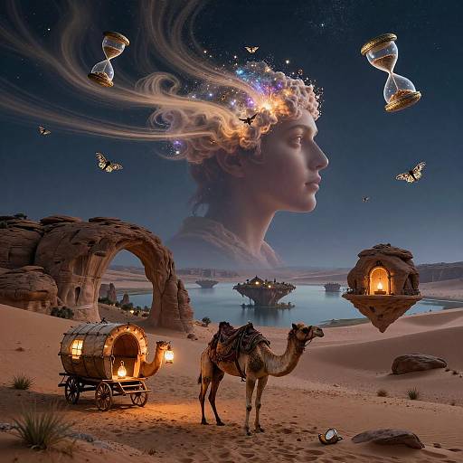 Double Exposure Desert Caravan Dreamscape