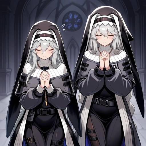 Nun Girls Praying in Harmony
