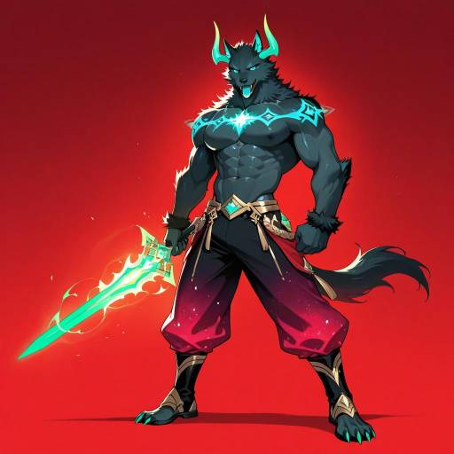 Slender Werewolf Warrior with Galaxy Pants Slender Werewolf Warrior with Galaxy Pants