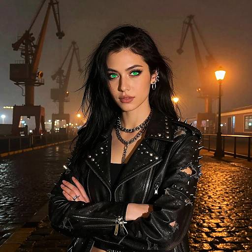 Emerald-Eyed Punk at Industrial Dockside