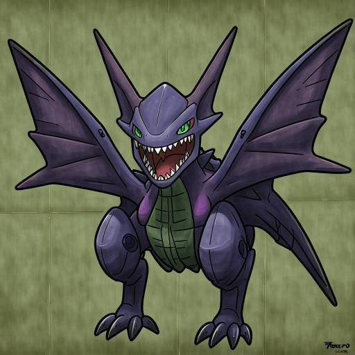 Illustration of Aerodactyl, pokemon in the style of Kikuyoshi (tracco)