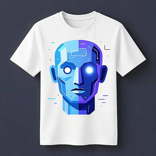 Geometric AI Face T-Shirt Design