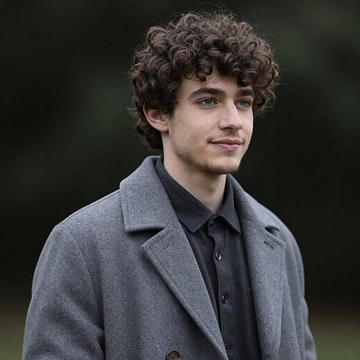 Young Man in Gray Wool Coat