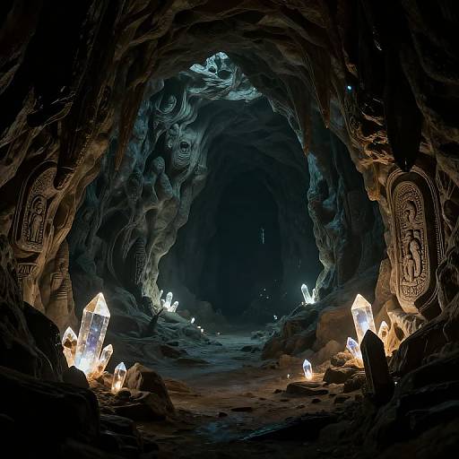 Mysterious Crystal-Lit Underground Cavern