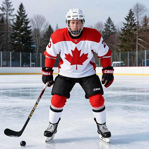 Photorealistic Canada Ice Hockey Player Portrait