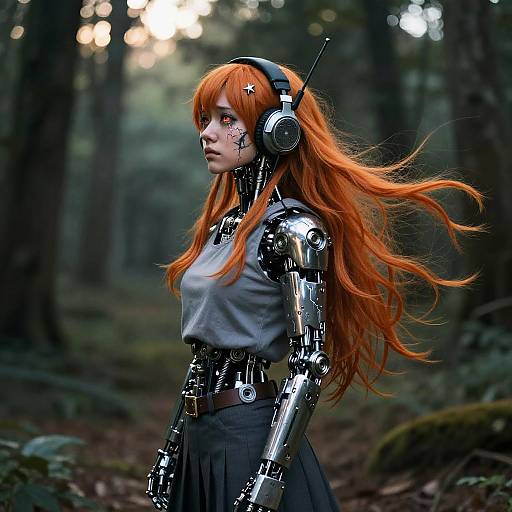 Cinematic Android Cowboy at Dusk