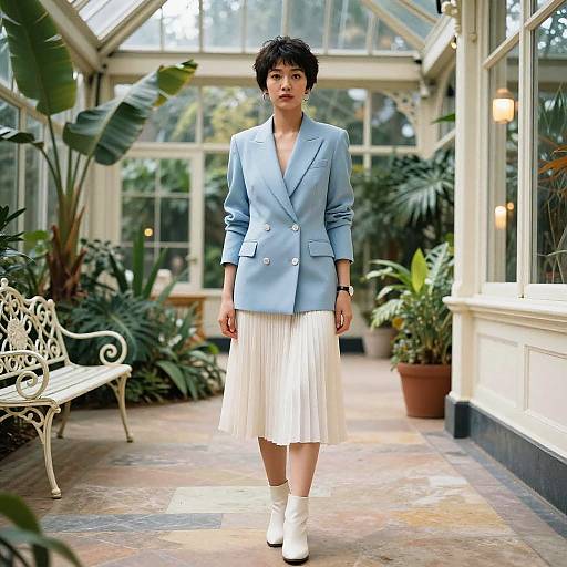 Sunlit Conservatory Portrait of Petite Woman