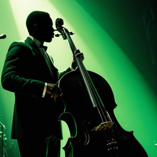 Silhouette of Jazz Cellist in Green Light
