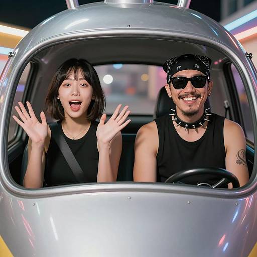 Adventurous Duo in a Spherical Vehicle