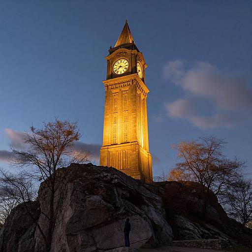 Majestic Glowing Clocktower at Twilight