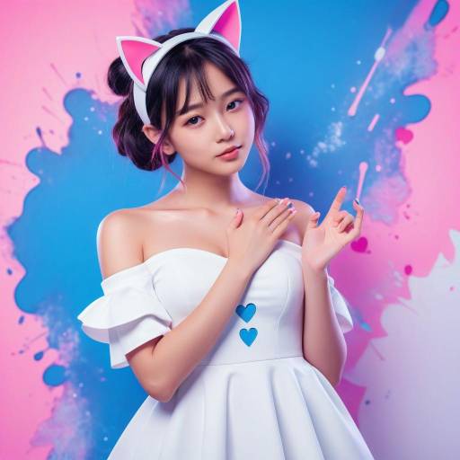 Shy Anime Girl with Cat Ears