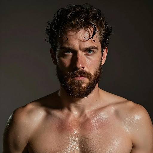 Intense Portrait of a Shirtless Man
