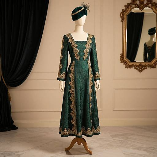 Elegant Mannequin in Luxurious Green Dress