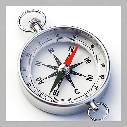 Shiny Silver Compass Close-Up Photo