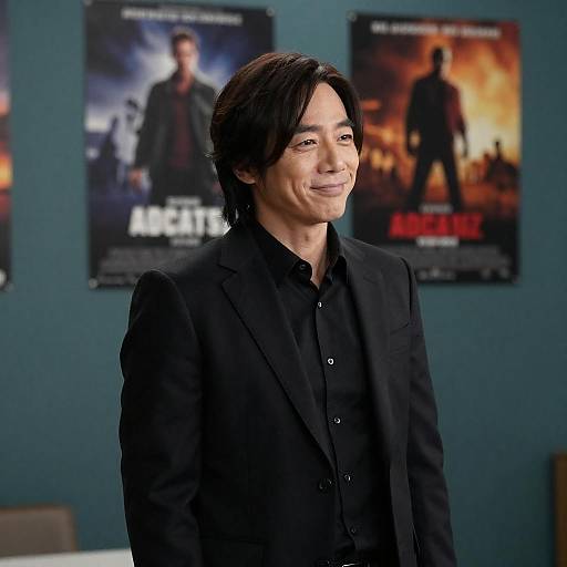 Stylish Man in Teal Wall Room