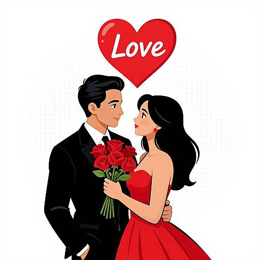 Comic-Style Romantic Couple Illustration