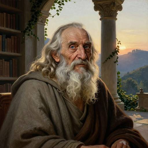 Enigmatic Sage in Dawn's Light