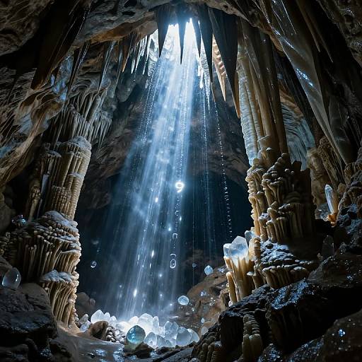 Luminescent Cave with Resonant Crystals