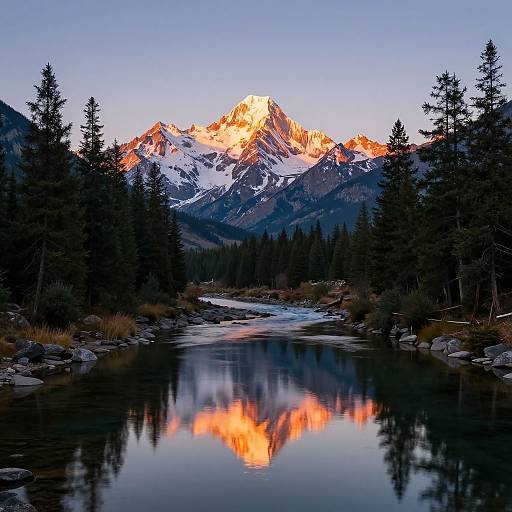 Sunset Mountain Range Reflection