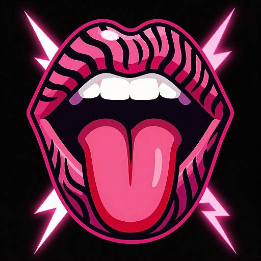 Neon Zebra Lips Pop Art Poster