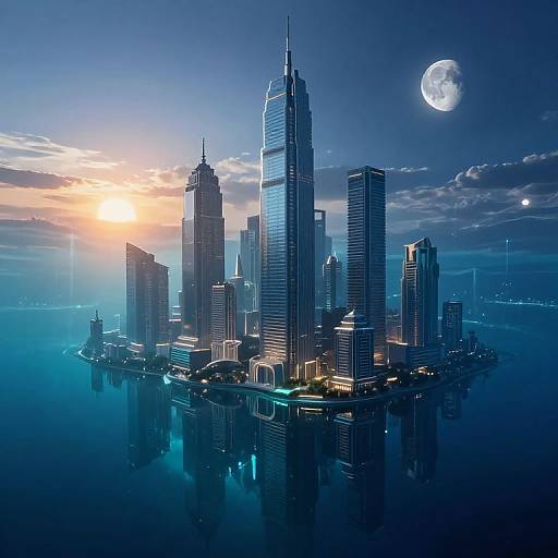 Enchanted Underwater Digital Cityscape