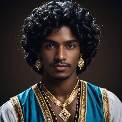Young man in traditional Indian jewelry and attire