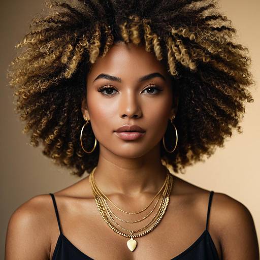 Portrait of Woman with Blonde Highlighted Afro Hair