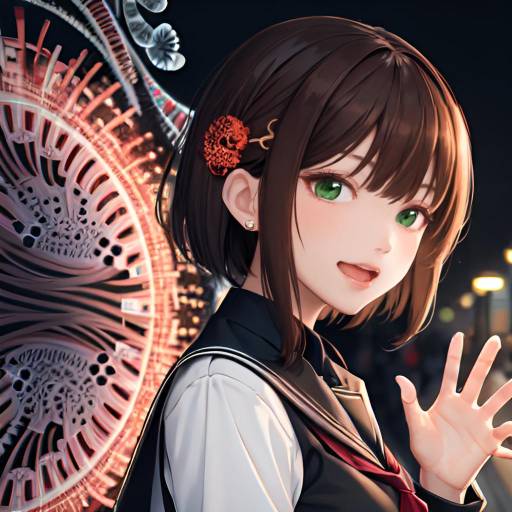 Aesthetic Anime Girl in Street Scene