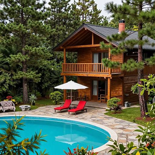 Rustic Lodge with Turquoise Pool