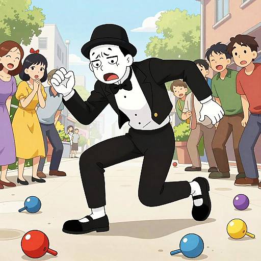 Nervous Mime's Absurd Street Stumble