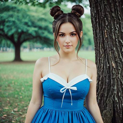 Realistic Cosplay Character in Blue Dress