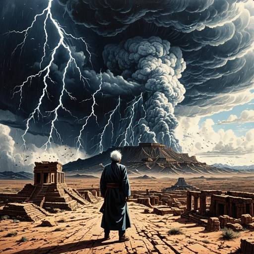 Old Man with Elemental Control in Desert Ruins
