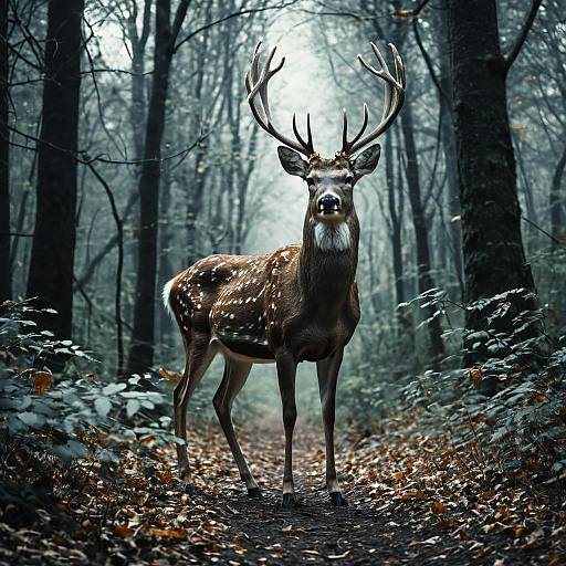 Mystical Deer on Two Legs with Crown