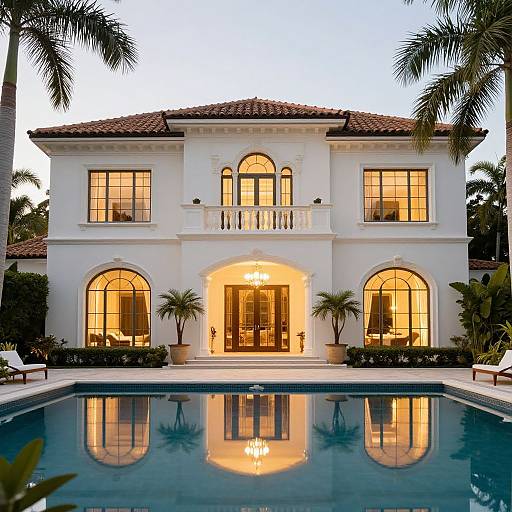 Luxurious Mediterranean Mansion at Golden Hour