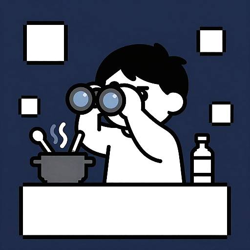 Pixel Art Amateur Astronomer at Counter