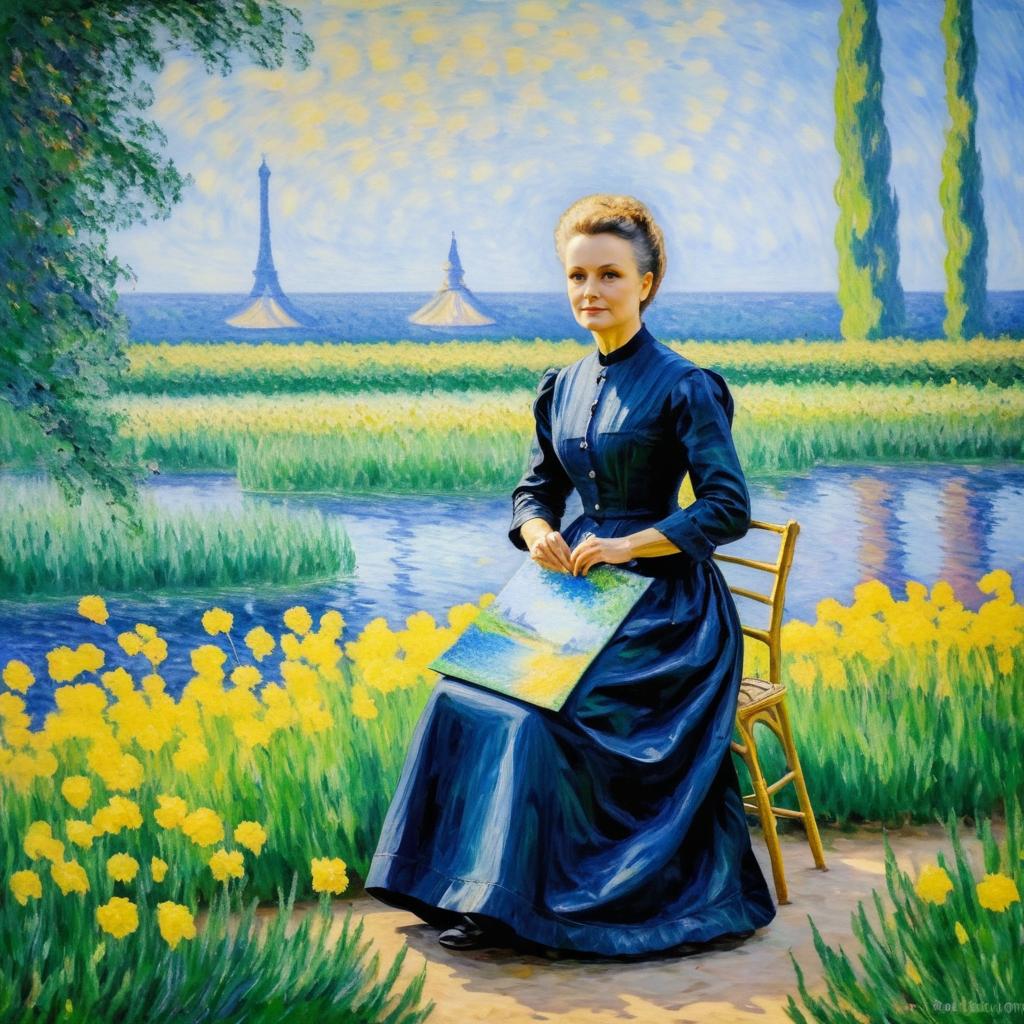 Marie Curie Portrait in Monet Style