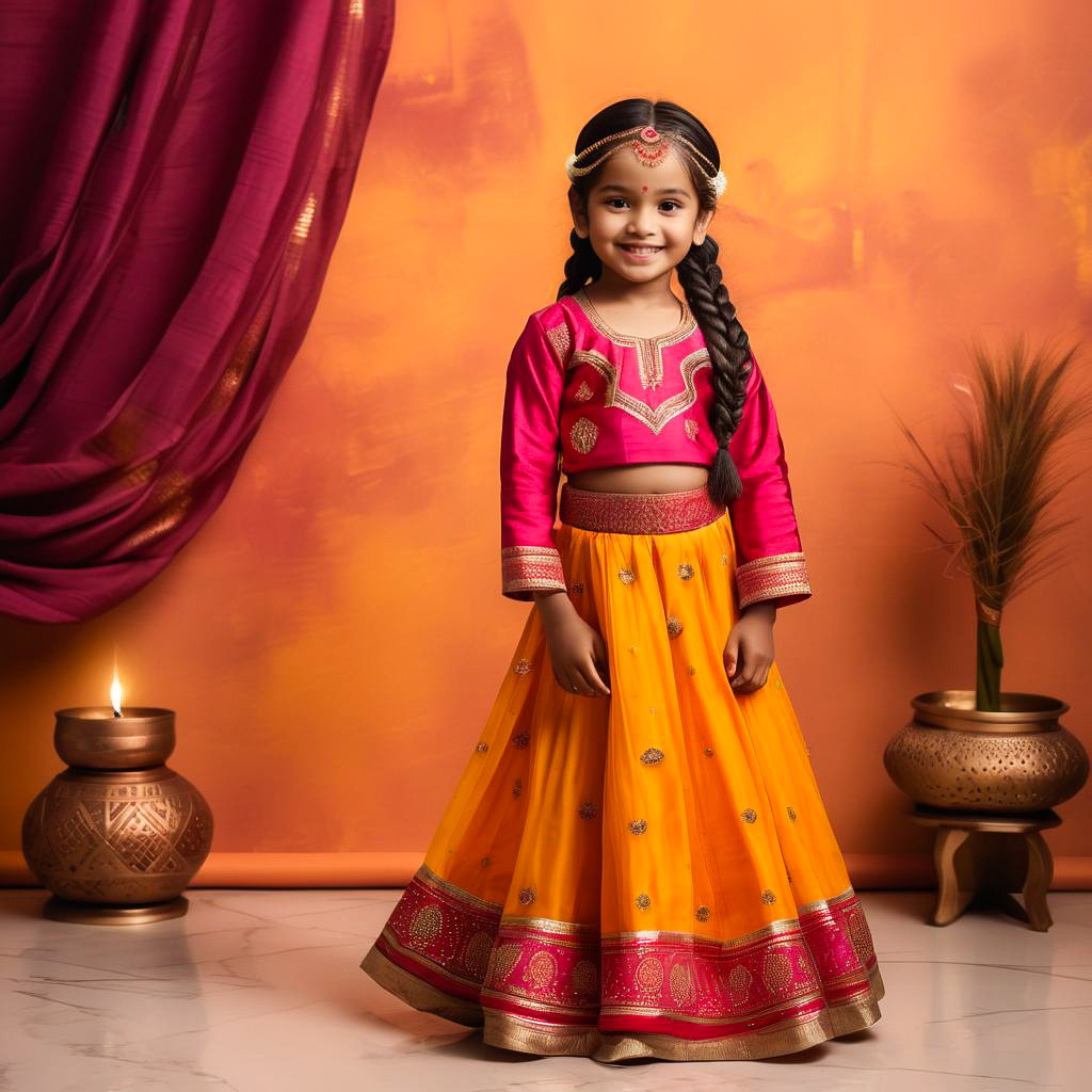 Vibrant Diwali Attire Photography of Girl