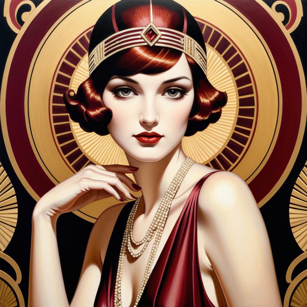 Elegant Flapper Girl in Art Deco Style