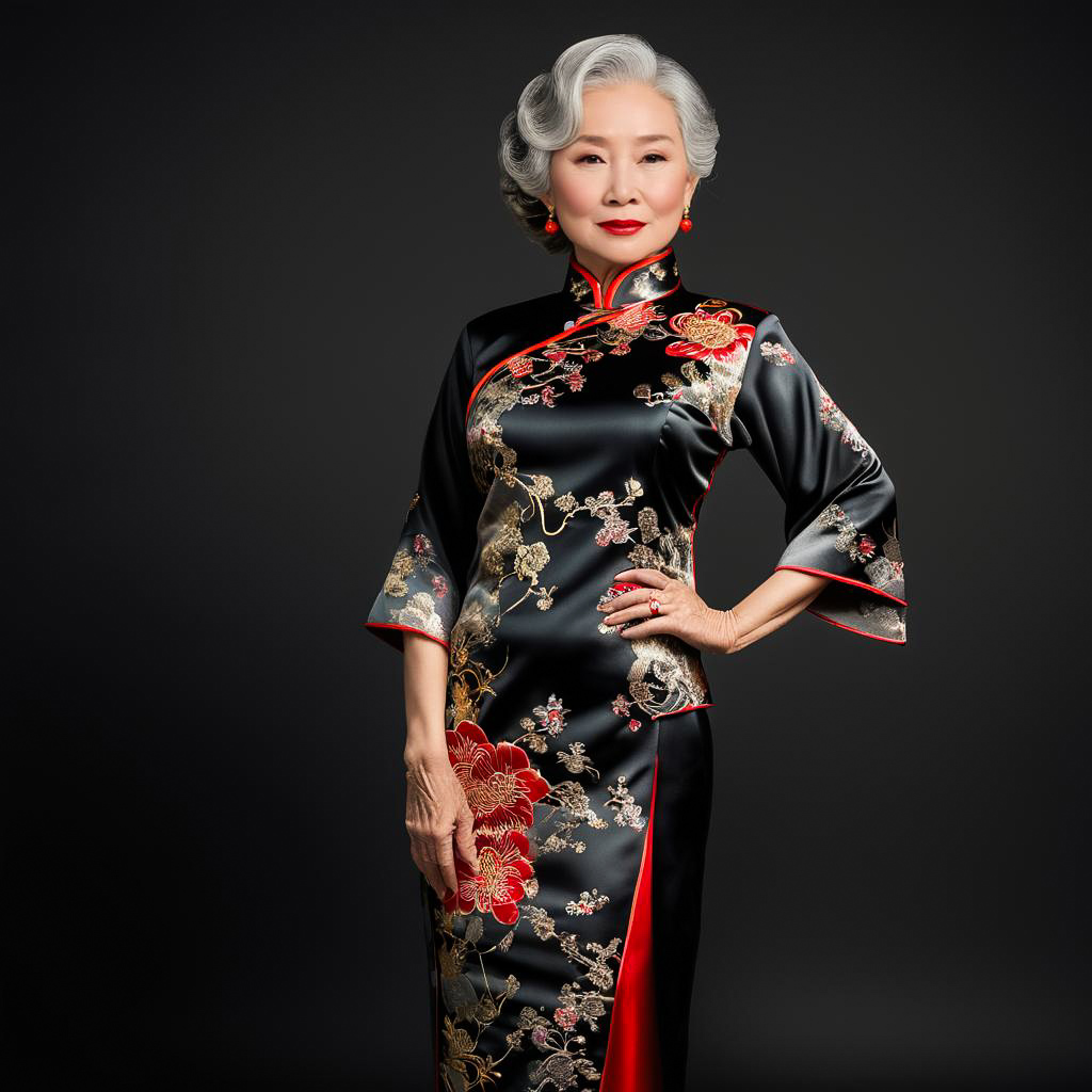 Elegant Elderly Lady in Qipao